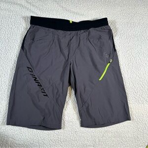 Dynafit Men’s Gray & Black Athletic Shorts with Neon Accents Size Medium